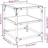 vidaXL Salontafels 2 st met zwart glazen blad 40x40x45 cm staal