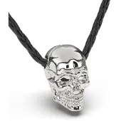 SERASAR Heren Lederen Ketting [Skull] - Zilver 50cm - Hals Sieraden Hanger