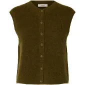 Selected Gebreide bodywarmer 'SLFLulu' olijfgroen