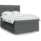 vidaXL Boxspring met matras stof donkergrijs 140x200 cm