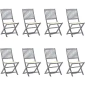 vidaXL Tuinstoelen 8 st inklapbaar met kussens massief acaciahout