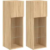 vidaXL Tv-meubels met LED-verlichting 2 st 30,5x30x90 cm sonoma eiken
