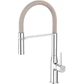 Laveo Keukenmengkraan POLA, staand model, U-uitloop, beige/chroom, keramische cartridge 25mm, uitstortbereik 200mm, eenvoudige installatie