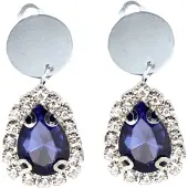 Charme Bijoux Clip Oorbellen-Blauw-Strass -Solange-geen gaatje-