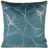 Eurofirany Decoratieve Kussenhoes 45x45cm Blauw met Gouden Ginkgo Bladeren