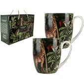 CARMANI 2x Porseleinen Mokken Exotic Mood Giraf 380ml - Cadeau