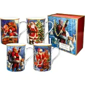 CARMANI Kerstmokken set van 4 - Kerstman ()