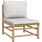 vidaXL 4-delige Loungeset met kussens bamboe lichtgrijs