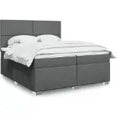 vidaXL Boxspring met matras stof donkergrijs 200x200 cm