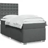 vidaXL Boxspring met matras stof donkergrijs 90x200 cm