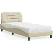 vidaXL Bed met matras "Hvar" stof crèmekleurig 80x200 cm