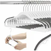 Springos Kledinghangers | Kledinghanger | 20 Stuks | Anti-slip | Grijs/Wit