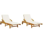 vidaXL Ligbedden 2 st met kussens 200x68x83 cm massief acaciahout
