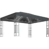 vidaXL Prieel met LED-lichtslinger 3x4 m stof antracietkleurig