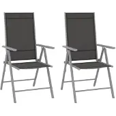 vidaXL Tuinstoelen 2 st inklapbaar textileen zwart