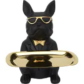 Home Deco Factory Deco Sculptuur Bulldog Zwart Tasje Leeg 21cm (23,5 x 19 x 20 cm)