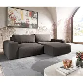 DELIFE Hoekbank Lanzo XL 270x180 cm microvezel kaki bruin variabele rugleuning