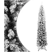 vidaXL Kunstkerstboom met sneeuw smal 210 cm PVC groen