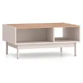 Selsey Dunea – Salontafel met open vakken, Kasjmier grijs/eikenlook, 90x60 cm
