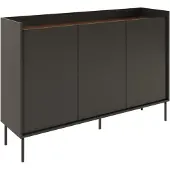 Selsey Tovi - Dressoir met 3 deuren, 140 cm, Zwart / Notenhoutlook