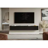 Selsey TV-meubel Vesper zwevend 200 cm | mdf zwart 201.60000610351562x28.5x31.600000381469727 cm tv-meubels | NADUVI