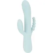 Good Vibes Only Soft Siliconen Roterende Triple Rabbit vibrator - Sage