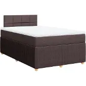 vidaXL Boxspring met matras stof donkerbruin 120x190 cm