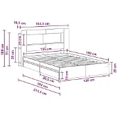 vidaXL Bedombouw met opslag Betongrijs 135 x 190 cm Bewerkt hout