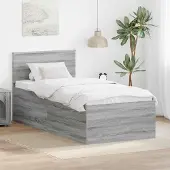 vidaXL Bedframe Grijs Sonoma 75 x 190 cm Bewerkt hout