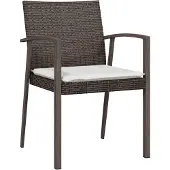 vidaXL 5-delige Tuinset met kussens poly rattan en staal