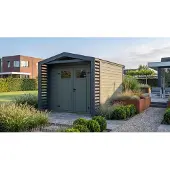 Weka Tuinhuis Killarney, 250x250 cm, groen-grijs, 28 mm, met ruitvormig dakoverhang