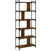 vidaXL Boekenkast 6-laags 76x32x192 cm bewerkt hout gerookt eikenkleur