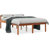 vidaXL Seniorenbed massief grenenhout wasbruin 120x200 cm