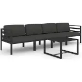 vidaXL 5-delige Loungeset met kussens aluminium antracietkleurig