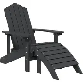 vidaXL Tuinstoelen Adirondack met voetenbank tafel HDPE antracietkleur