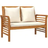 vidaXL 2-delige Loungeset met crèmewitte kussens massief hout