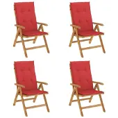 vidaXL Tuinstoelen 4 st verstelbaar met kussens massief teakhout