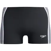 Speedo Solid Splice Aquashort Heren - Strakke Zwemshort Heren - Chloorbestendige Zwemboxer Heren - Sportzwembroek Heren met Trekkoord - Zwart/Grijs - M