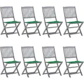 vidaXL Tuinstoelen 8 st inklapbaar met kussens massief acaciahout