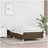 vidaXL Bedframe zonder matras 90x190 cm stof donkerbruin