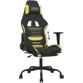 vidaXL Gamestoel met voetensteun stof zwart en lichtgroen