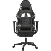 vidaXL Gamestoel met voetensteun kunstleer zwart en camouflage