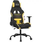 vidaXL Massage gamestoel met voetensteun stof zwart en geel