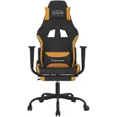 vidaXL Massage gamestoel met voetensteun stof zwart en oranje