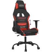 vidaXL Gamestoel met voetensteun stof zwart en rood