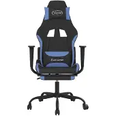 vidaXL Gamestoel met voetensteun stof zwart en blauw