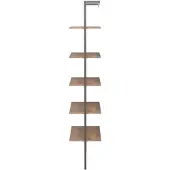 vidaXL Ladderrek met 5 schappen 64x35x185 cm donkerbruin en zwart