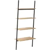 vidaXL Ladderrek met 4 schappen 64x34x150,5 cm lichtbruin en zwart