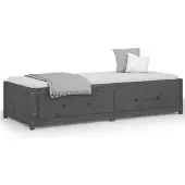 vidaXL Slaapbank 90x200 cm massief grenenhout grijs