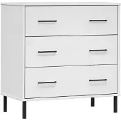 vidaXL Dressoir met 3 lades OSLO 77x40x79,5 cm massief hout wit